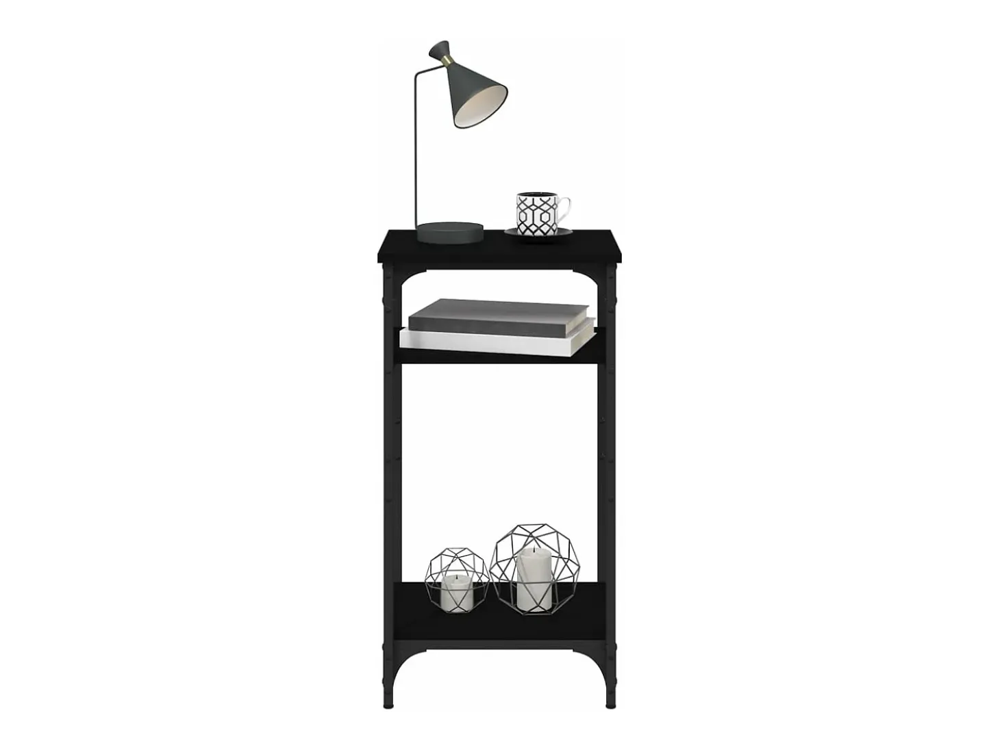 Mesa auxiliar de madera contrachapada negra 40x30x75 cm