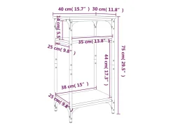 Mesa auxiliar de madera contrachapada negra 40x30x75 cm
