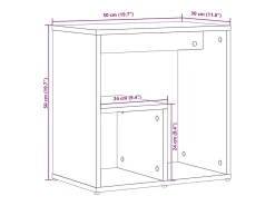 Mesa auxiliar de madera contrachapada negro 50x30x50 cm