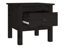 Mesa auxiliar de madera maciza de pino negro 40x40x39 cm