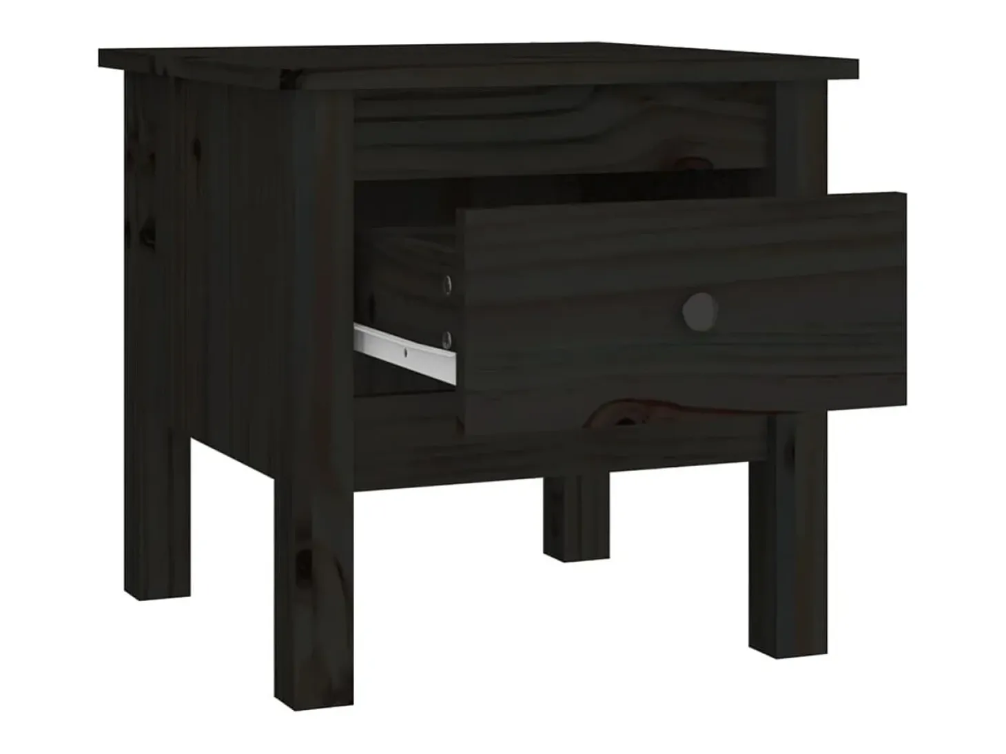 Mesa auxiliar de madera maciza de pino negro 40x40x39 cm