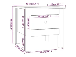 Mesa auxiliar de madera maciza de pino negro 40x40x39 cm