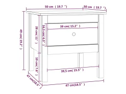 Mesa auxiliar de madera maciza de pino negro 50x50x49 cm