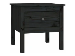 Mesa auxiliar de madera maciza de pino negro 50x50x49 cm
