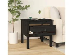 Mesa auxiliar de madera maciza de pino negro 50x50x49 cm