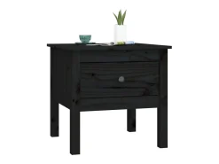 Mesa auxiliar de madera maciza de pino negro 50x50x49 cm
