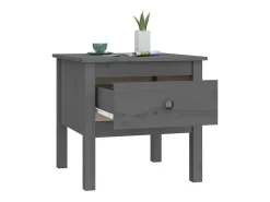Mesa auxiliar de madera maciza de pino gris 50x50x49 cm