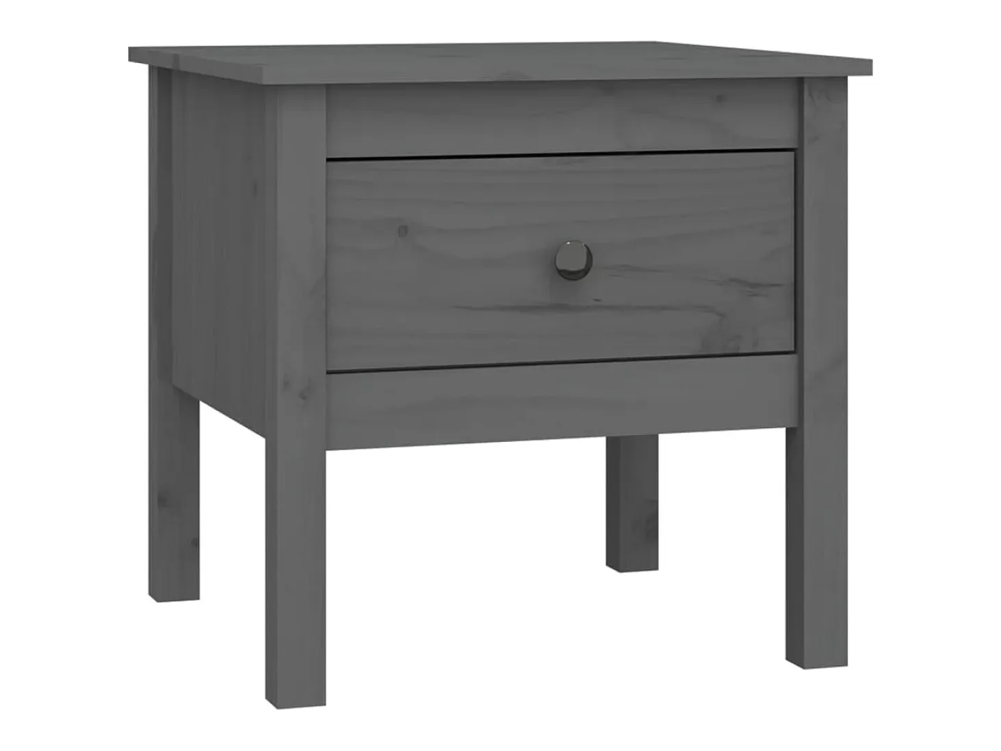 Mesa auxiliar de madera maciza de pino gris 50x50x49 cm
