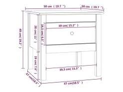Mesa auxiliar de madera maciza de pino gris 50x50x49 cm