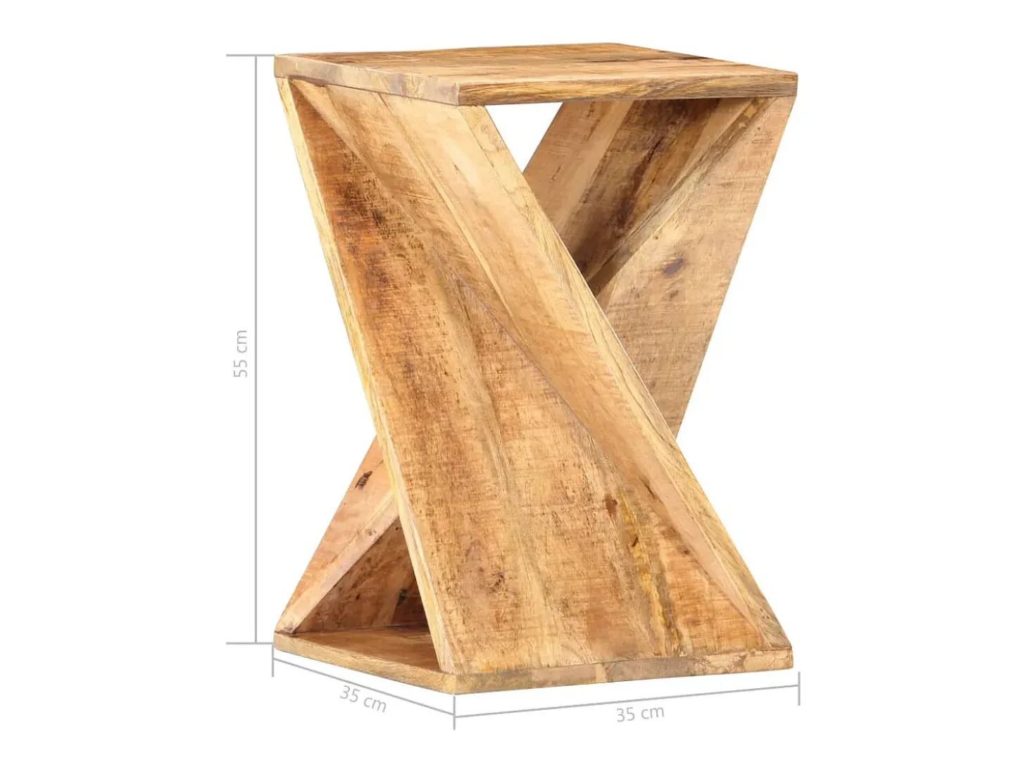Mesa auxiliar de madera maciza de mango 35x35x55 cm