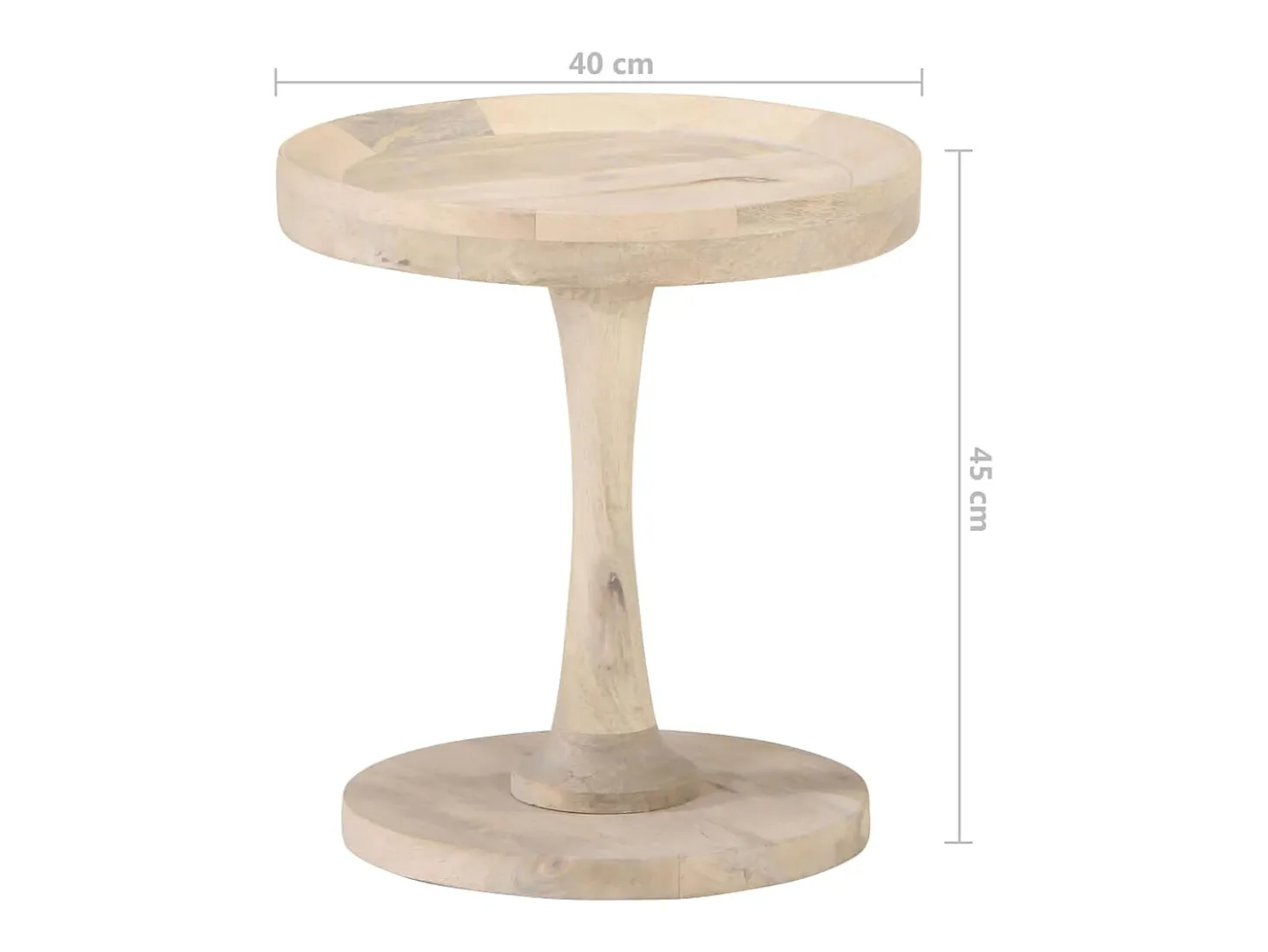 Mesa auxiliar de madera maciza de mango Ø40x45 cm