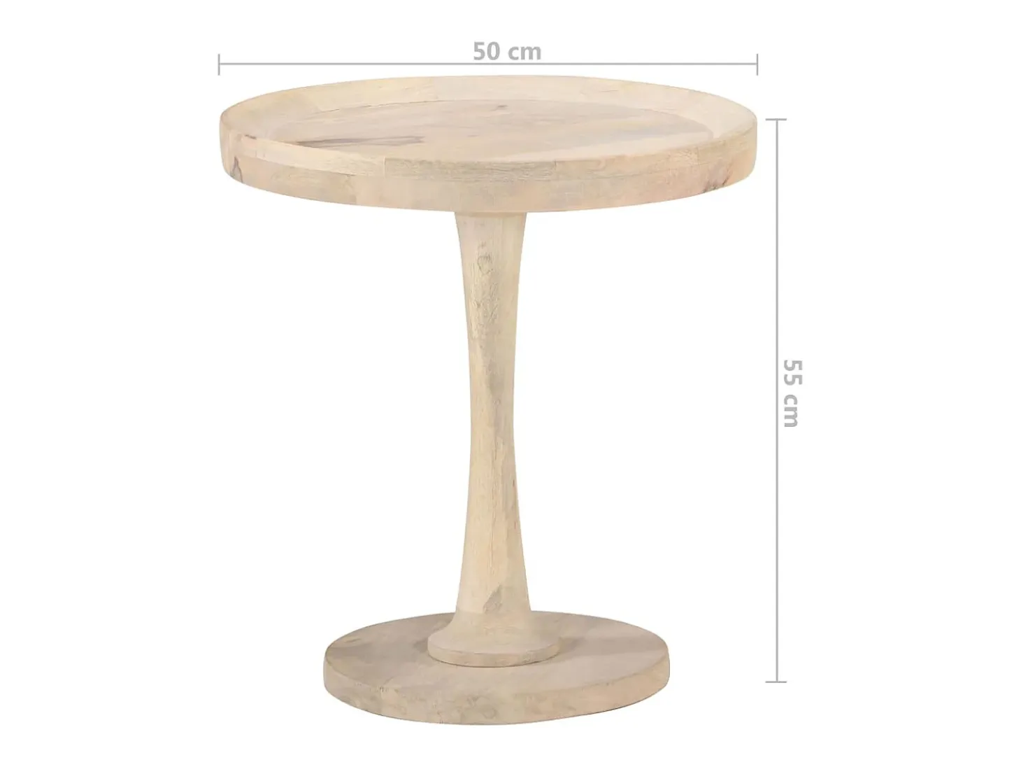 Mesa auxiliar de madera maciza de mango Ø50x55 cm
