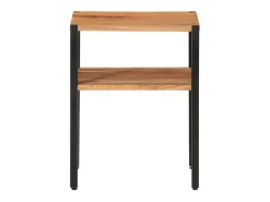 Mesa auxiliar de madera maciza acacia y hierro 35x35x45 cm ES836009