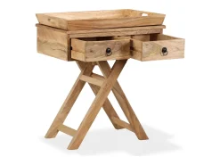 Mesa auxiliar de madera maciza de mango 65x40x76 cm