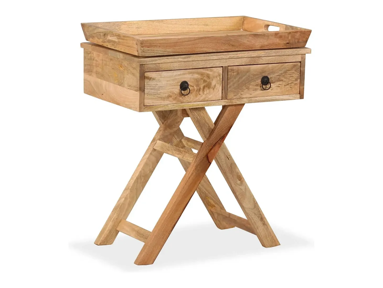 Mesa auxiliar de madera maciza de mango 65x40x76 cm