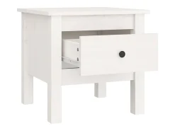 Mesa auxiliar de madera maciza de pino blanco 40x40x39 cm