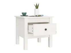 Mesa auxiliar de madera maciza de pino blanco 40x40x39 cm