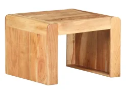 Mesa auxiliar de madera maciza de acacia 43x40x30 cm