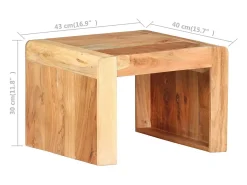 Mesa auxiliar de madera maciza de acacia 43x40x30 cm