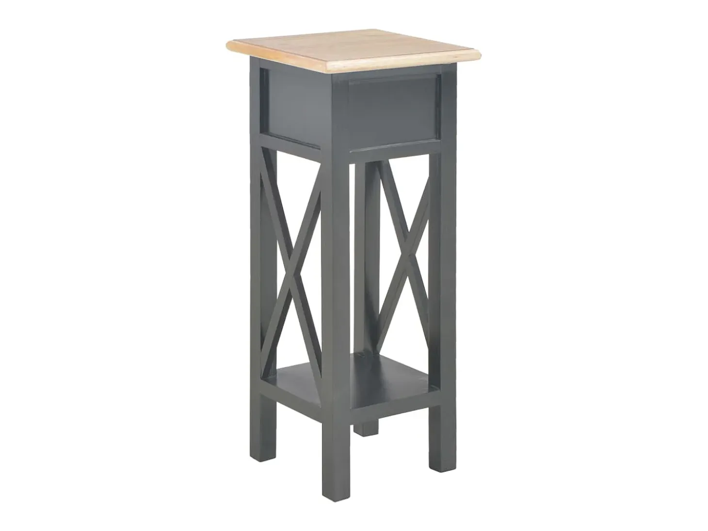 Mesa auxiliar de madera negro 27x27x65,5 cm