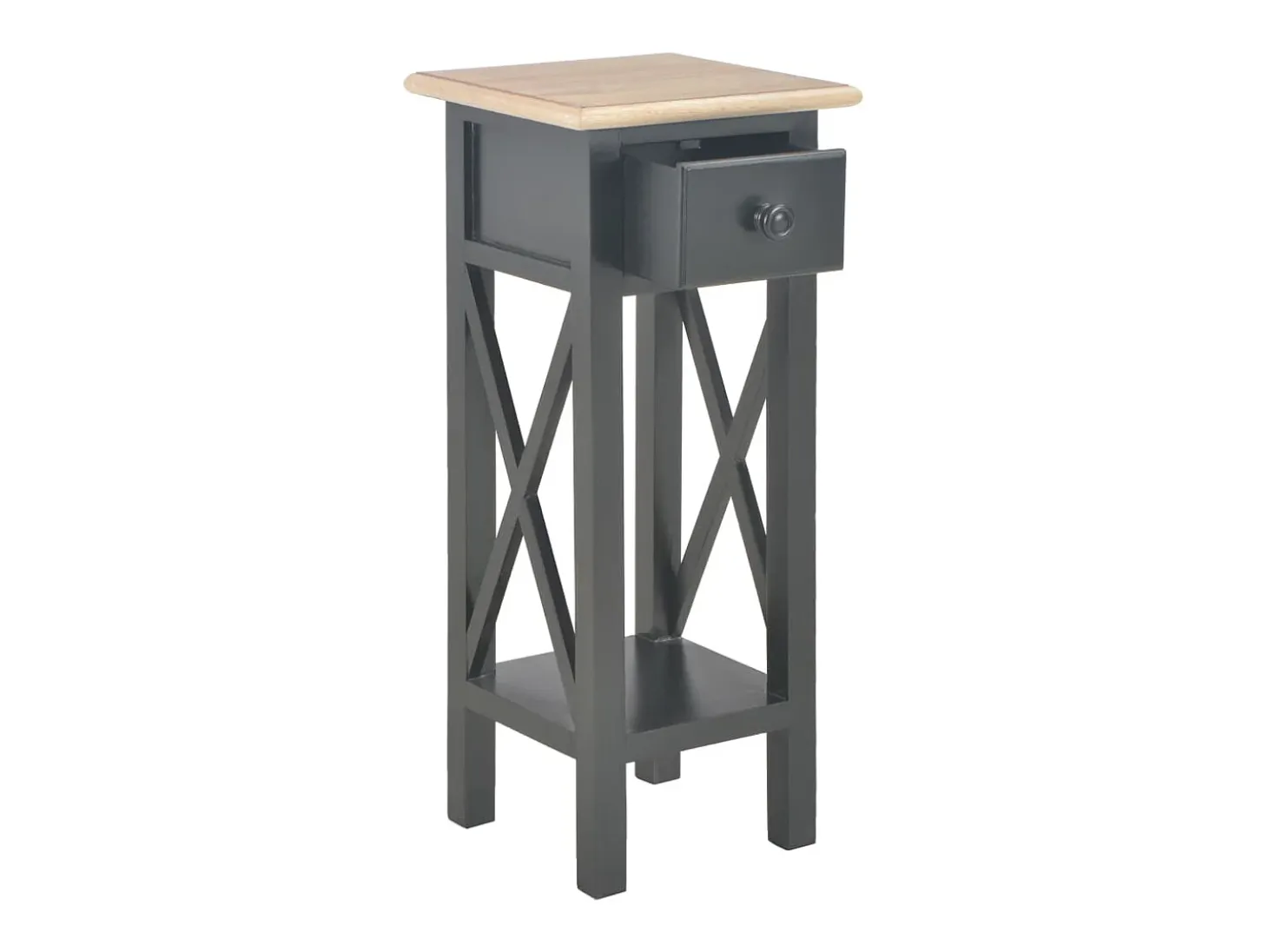 Mesa auxiliar de madera negro 27x27x65,5 cm