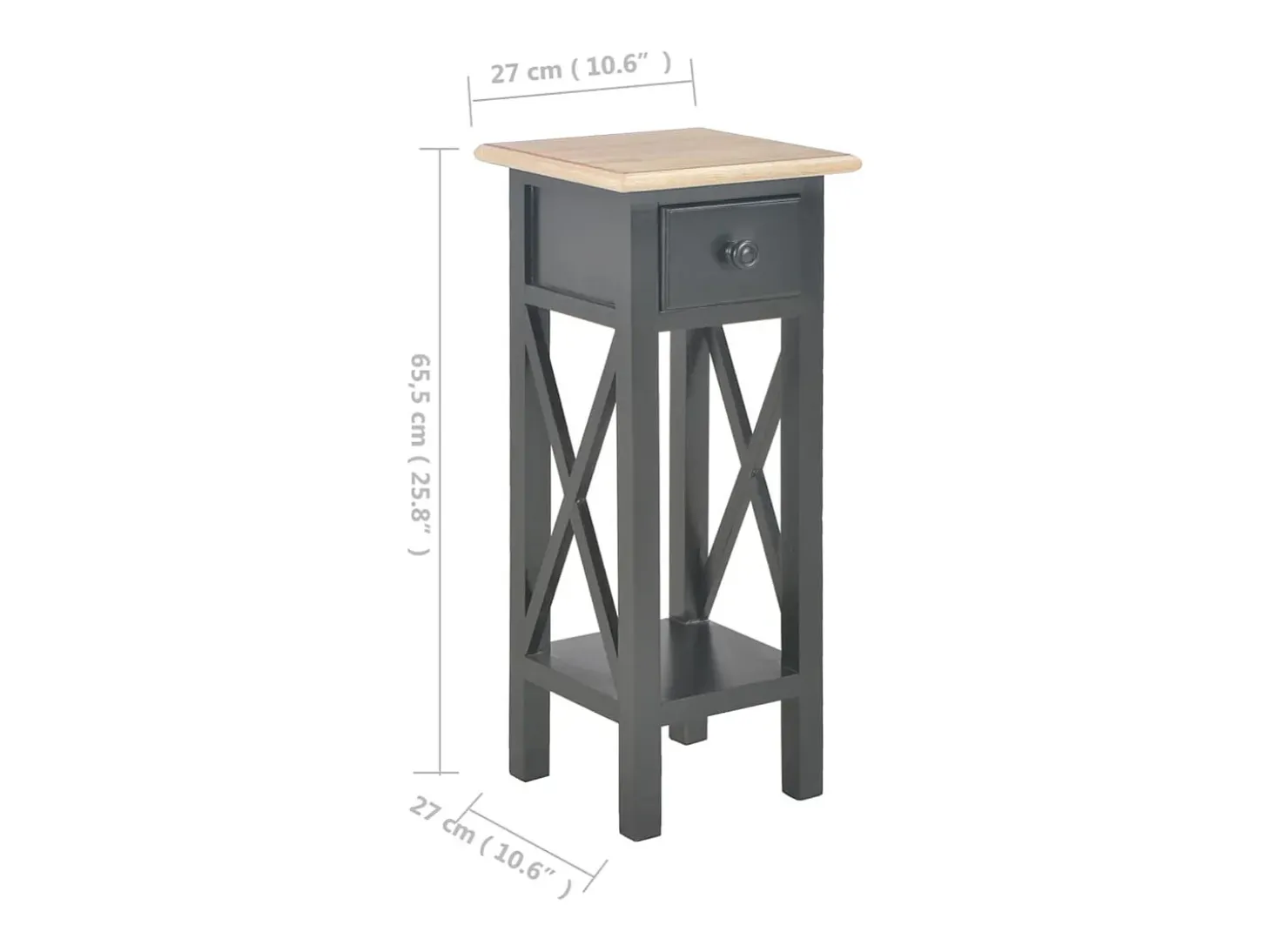 Mesa auxiliar de madera negro 27x27x65,5 cm