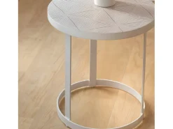 Mesa auxiliar de metal Gwen blanca para sala de estar
