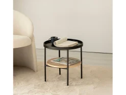 Mesa auxiliar de Metal Natural-Negro 46 x 45- Niko