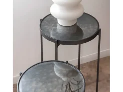 Mesa auxiliar de metal y vidrio negro Florian