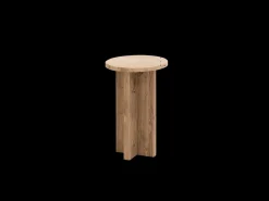 Mesa auxiliar de mármol daino reale y patas de madera maciza DECOWOOD de Ø28x45cm - TOSCANA - DECOWOOD