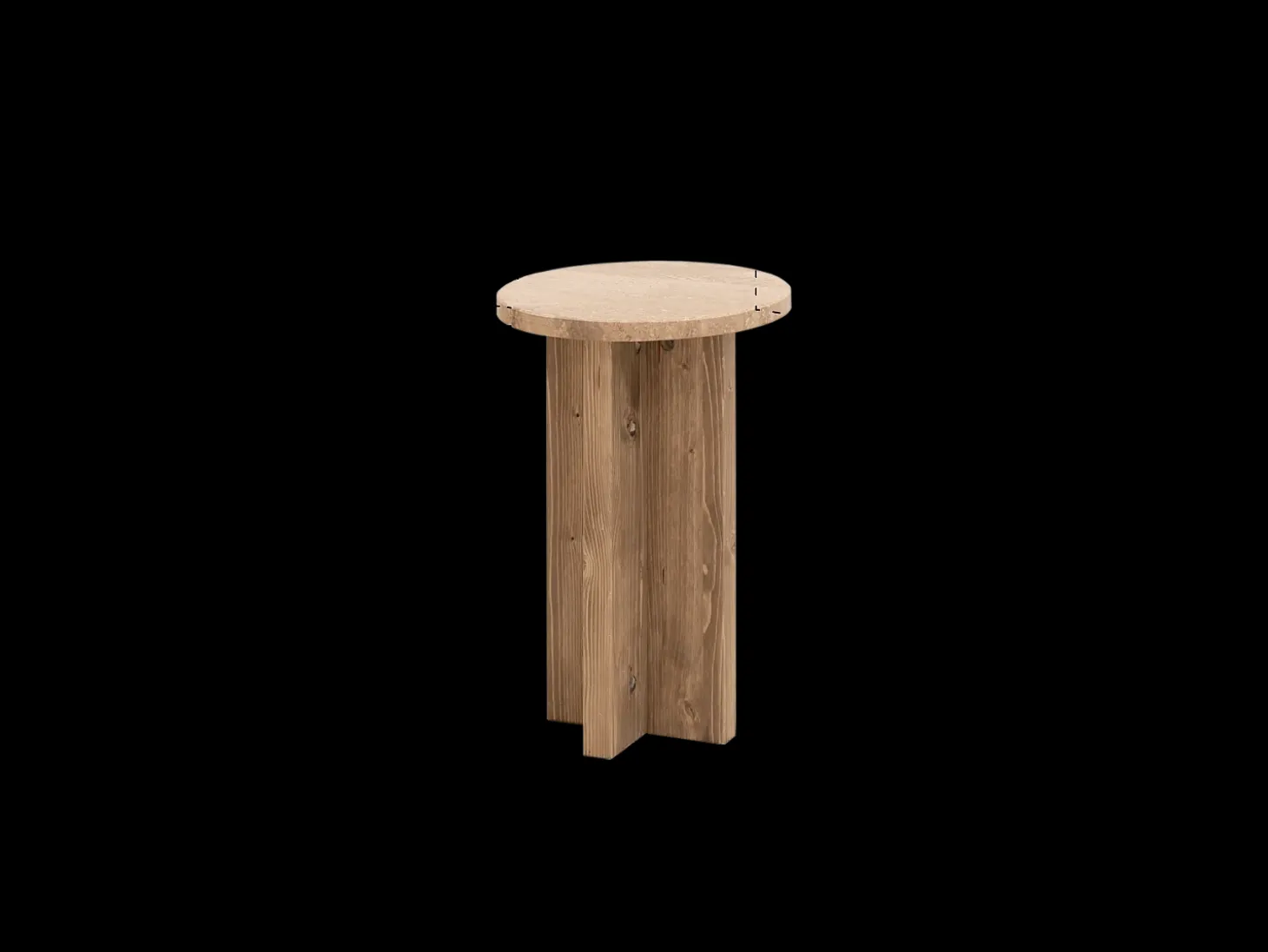 Mesa auxiliar de mármol daino reale y patas de madera maciza DECOWOOD de Ø28x45cm - TOSCANA - DECOWOOD