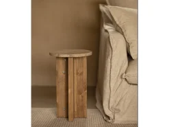 Mesa auxiliar de mármol daino reale y patas de madera maciza DECOWOOD de Ø28x45cm - TOSCANA - DECOWOOD