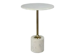 Mesa auxiliar de mármol y metal - Blanco y dorado - GIANINA