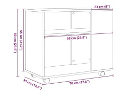 Mesa auxiliar de roble negro, 70 x 35 x 60 cm, madera de ingeniería