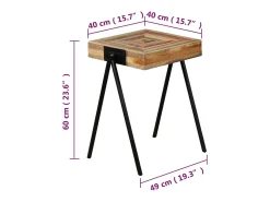 Mesa auxiliar de teca maciza reciclada