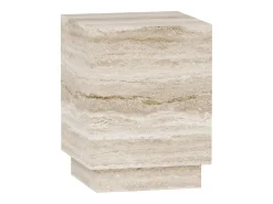 Mesa auxiliar de travertino – beige – Heron Low