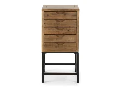 Mesa auxiliar de 79x38x36 cm con patas de metal negro y estructura en madera de abeto Indi