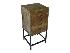 Mesa auxiliar de 79x38x36 cm con patas de metal negro y estructura en madera de abeto Indi