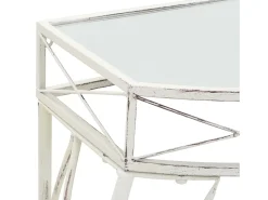 Mesa auxiliar estilo francés metal 82x39x76 cm blanca