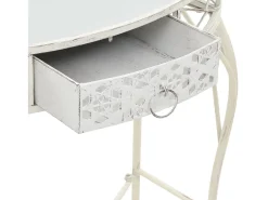 Mesa auxiliar estilo francés metal 82x39x76 cm blanca