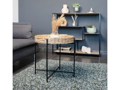 Mesa auxiliar Jacinto MOA Vinthera acero natural/negro 50x46,8x50 cm
