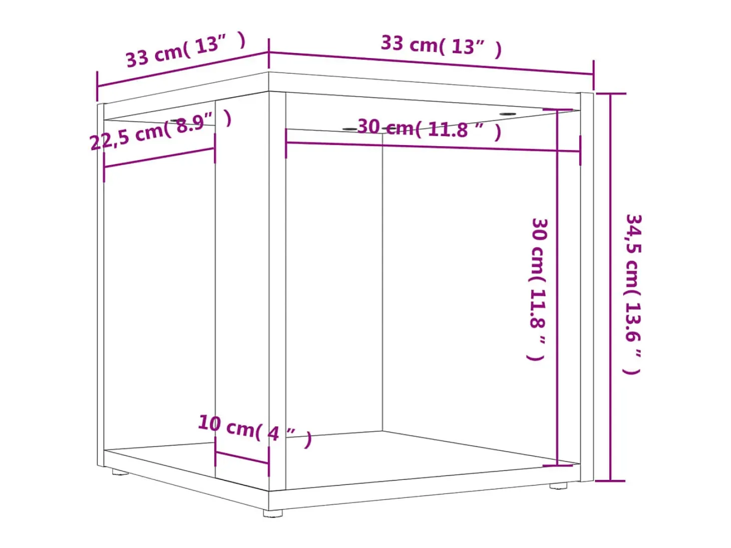 Mesa auxiliar madera contrachapada gris hormigón 33x33x34,5 cm