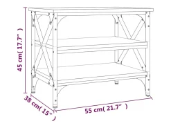 Mesa auxiliar madera contrachapada roble ahumado 55x38x45 cm