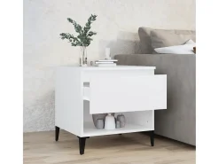 Mesa auxiliar madera contrachapada blanco 50x46x50 cm
