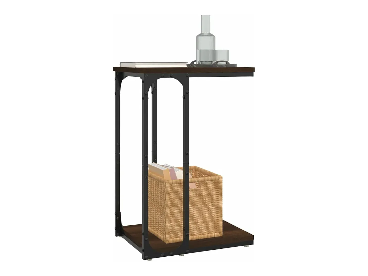 Mesa auxiliar madera contrachapada marrón roble 40x30x60 cm