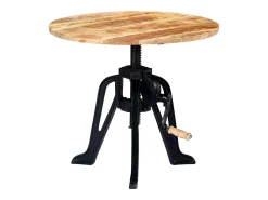 Mesa auxiliar madera de mango y hierro fundido 60x(46-63) cm