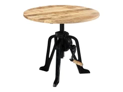 Mesa auxiliar madera de mango y hierro fundido 60x(46-63) cm ES236350