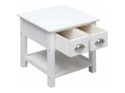 Mesa auxiliar madera de Paulownia blanco 40x40x40 cm