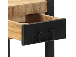Mesa auxiliar madera maciza de mango rugosa 35x35x50 cm