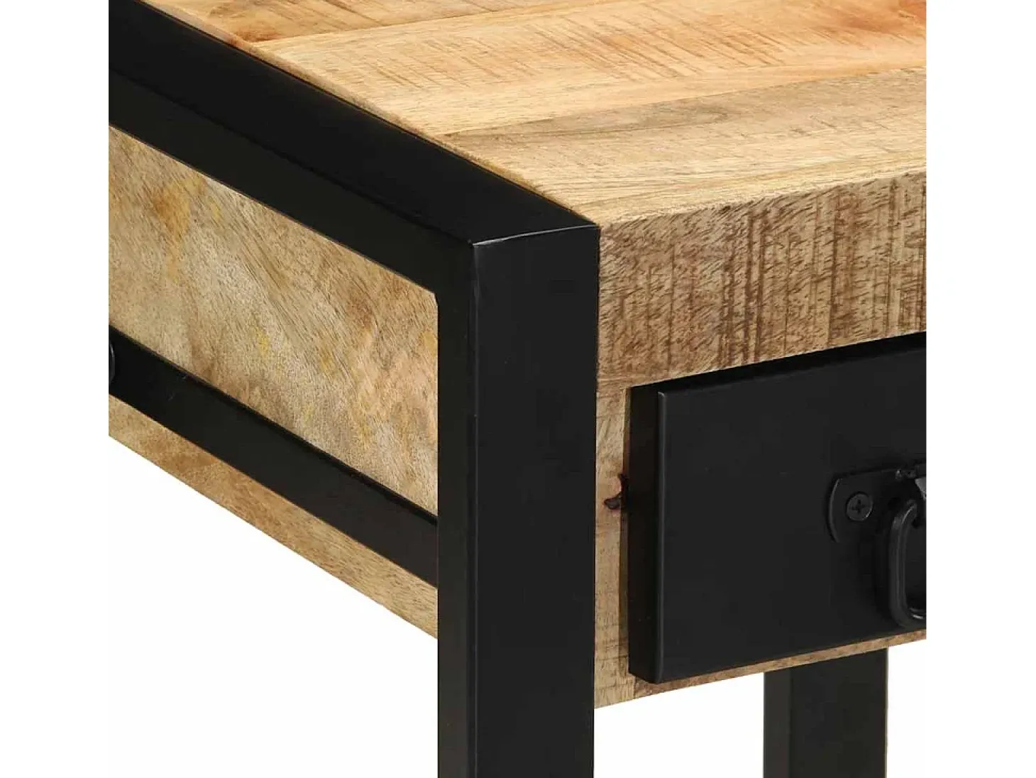 Mesa auxiliar madera maciza de mango rugosa 35x35x50 cm